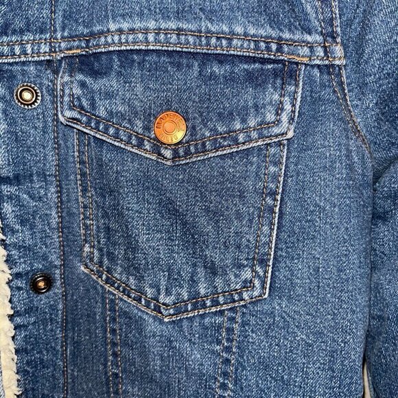 MADEWELL Oversized Denim Jean Trucker Jacket Sherpa Edition Donaway Wash - XS - Picture 4 of 13